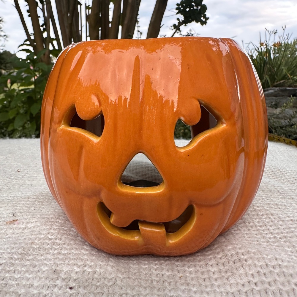 Ceramic Pumpkin Wax Melt Warmer Jack O Lantern Tea Light Candle Holder Halloween
